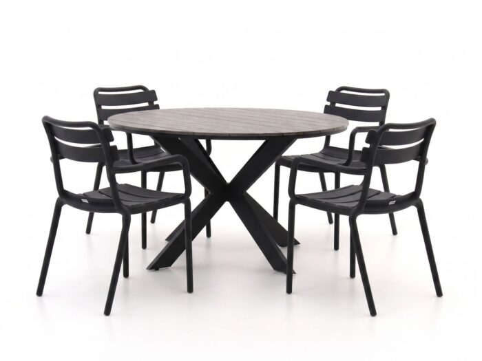 Forza Furniture Vico/Fidenza ø126cm dining tuinset 5-delig stapelbaar