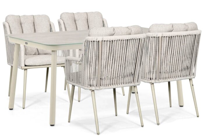 Lifestyle Garden Furniture Tivoli/Tavano 160×90 cm dining tuinset 5-delig – Zand/Beige