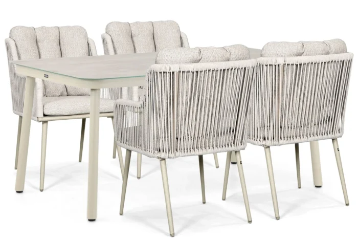 Lifestyle Garden Furniture Tivoli/Tavano 160x90 cm dining tuinset 5-delig - Zand/Beige