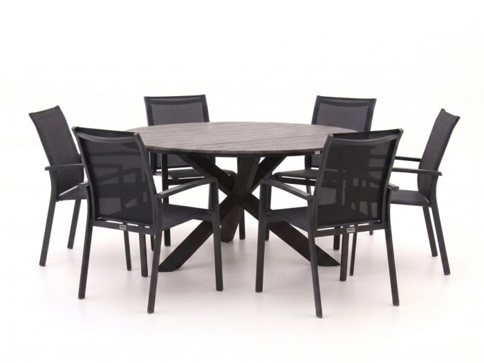Forza Furniture Centallo/Fidenza ø149cm dining tuinset 7-delig stapelbaar