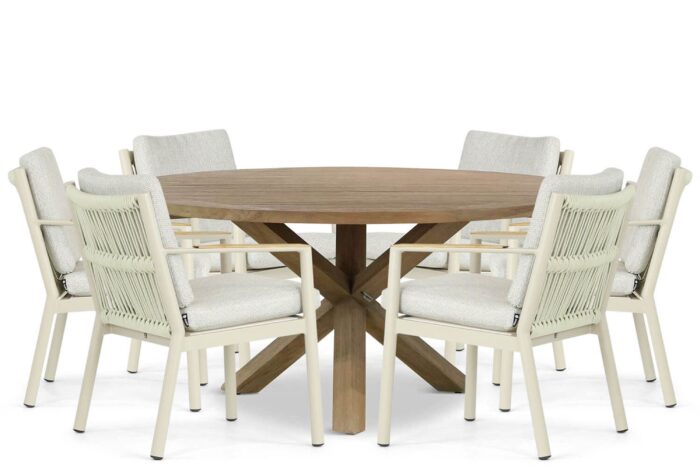 Coco Sevilla/Sand City 160 cm dining tuinset 7-delig – Taupe-naturel-bruin