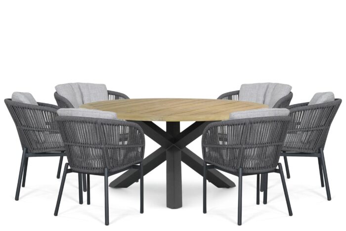 Lifestyle Garden Furniture Monaco/Rockville 160 cm dining tuinset 7-delig - Grijs-antraciet