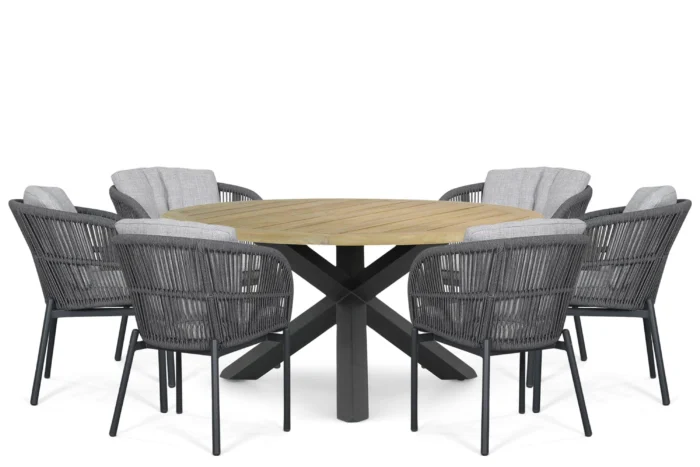 Lifestyle Garden Furniture Monaco/Rockville 160 cm dining tuinset 7-delig - Grijs-antraciet