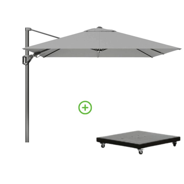 Platinum Voyager T² zweefparasol | 270x270cm met Monza parasolvoet 90kg | Light Grey – Lichtgrijs