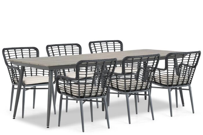 De Laan Projects Laan Toledo/Matale 240 cm dining tuinset 7-delig – Zwart
