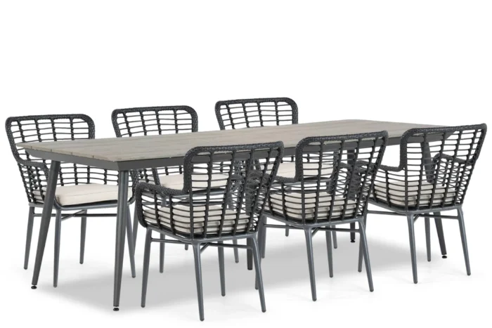 De Laan Projects Laan Toledo/Matale 240 cm dining tuinset 7-delig - Zwart