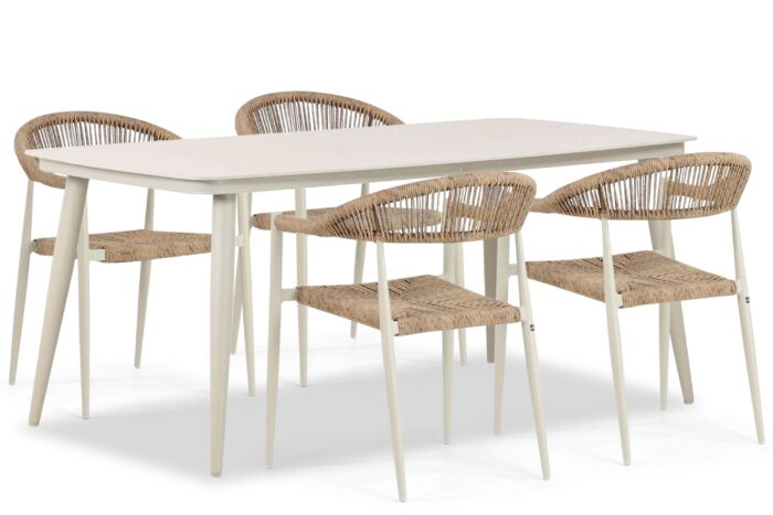 De Laan Projects Lifestyle Granada/Vienna 180 cm dining tuinset 5-delig – Taupe-naturel-bruin