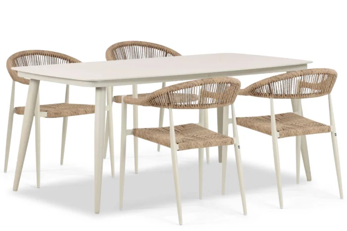 De Laan Projects Lifestyle Granada/Vienna 180 cm dining tuinset 5-delig - Taupe-naturel-bruin