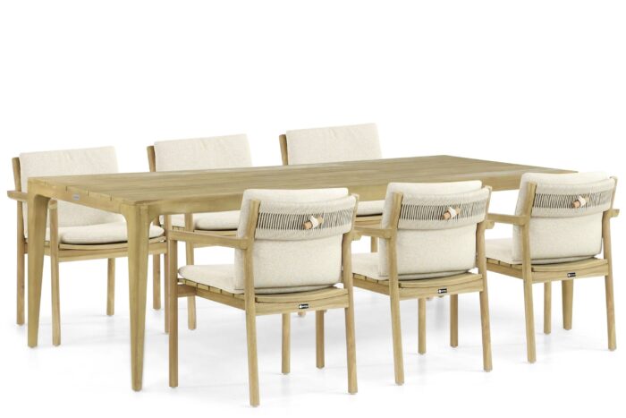 Santika Furniture Suka/Sentis 240 cm dining tuinset 7-delig – Old teak greywash