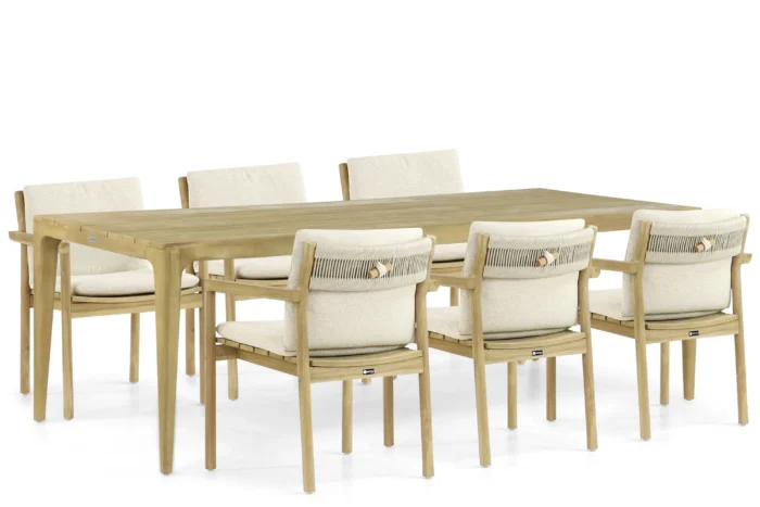 Santika Furniture Suka/Sentis 240 cm dining tuinset 7-delig - Old teak greywash