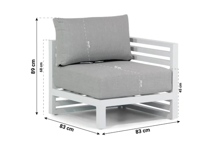 Santika Furniture Jaya eind module (met 1 rugkussen) - Wit