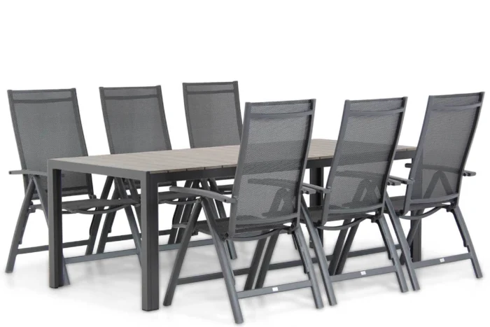 Presto Donato/Young 217 cm dining tuinset 7-delig - Grijs-antraciet