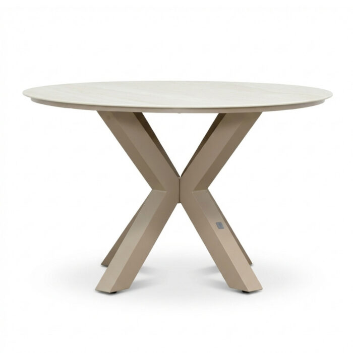 LUX outdoor living Calma dining tuintafel 4 personen | sintered stone + aluminium | Marble Latte | 120cm rond