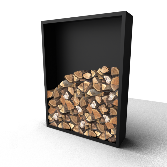 Geroba Beltza zwarte Houtopslag met achterwand 1500 x 385 x 2000 mm – zwart