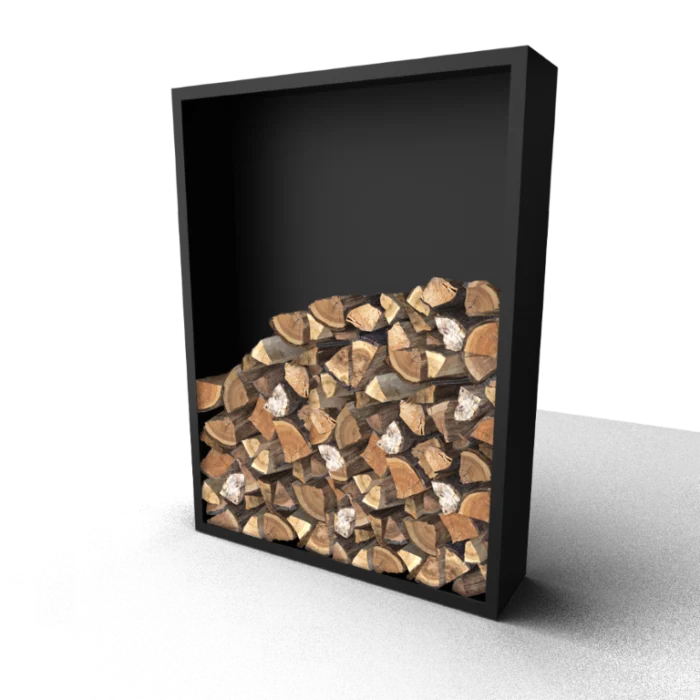 Geroba Beltza zwarte Houtopslag met achterwand 1500 x 385 x 2000 mm - zwart