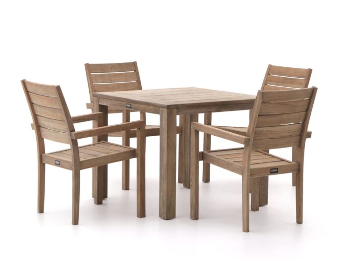 ROUGH Furniture ROUGH-S dining tuinset 90cm 5-delig stapelbaar Laagste prijsgarantie! – Bruin