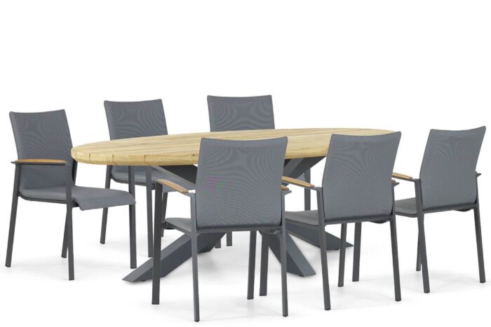 Lifestyle Garden Furniture Brandon/Diogo 240 cm dining tuinset 7-delig – Grijs-antraciet