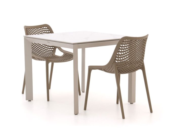 Forza Furniture Ripi/Sestino 90cm dining tuinset 3-delig stapelbaar – Wit