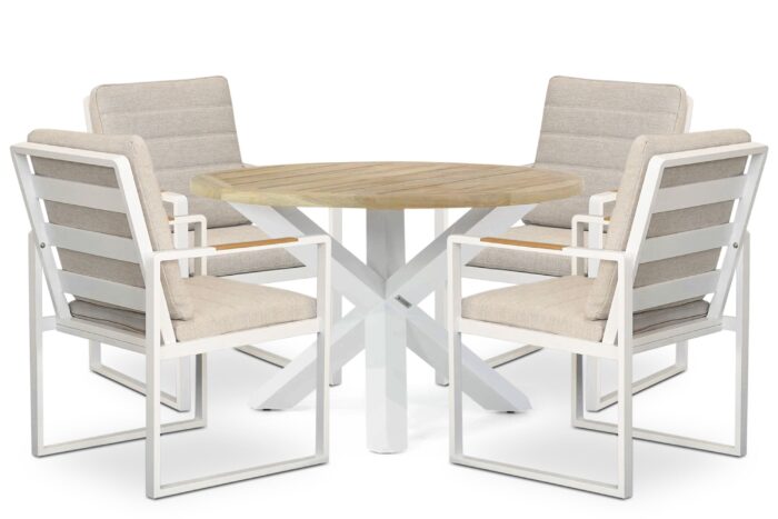 Lifestyle Garden Furniture Alessio/Wellington 120 cm dining tuinset 5-delig - Wit