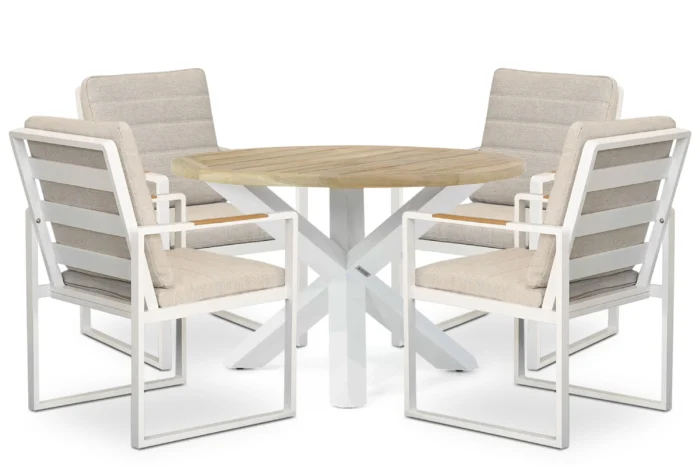 Lifestyle Garden Furniture Alessio/Wellington 120 cm dining tuinset 5-delig - Wit