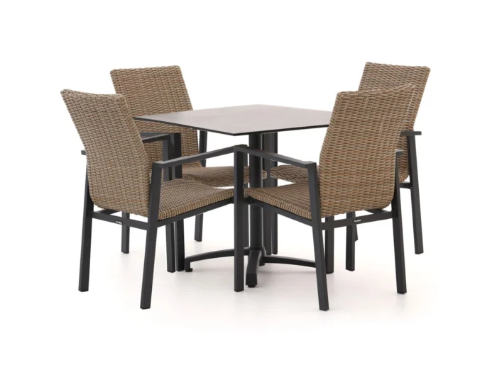 Manifesto Furniture Villongo/Canzo 80cm dining tuinset 5-delig stapelbaar inklapbaar - Taupe