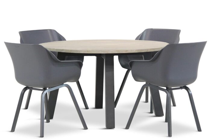 Hartman Sophie element/Derby 130 cm rond dining tuinset 5-delig – Grijs-antraciet