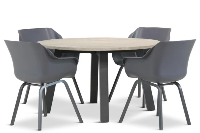Hartman Sophie element/Derby 130 cm rond dining tuinset 5-delig - Grijs-antraciet
