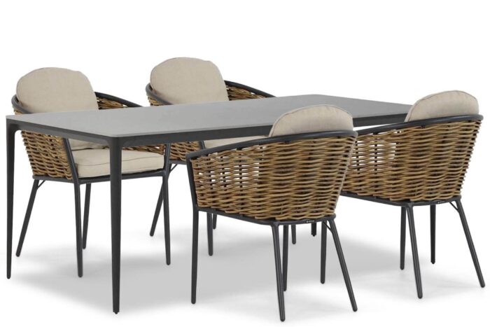Lifestyle Garden Furniture Nice/Gianna 180 cm dining tuinset 5-delig – Grijs-antraciet