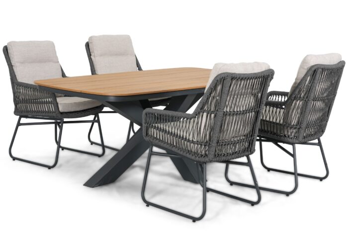 Lifestyle Garden Furniture Vicente/Camila 180×100 cm dining tuinset 5-delig – Grijs-antraciet
