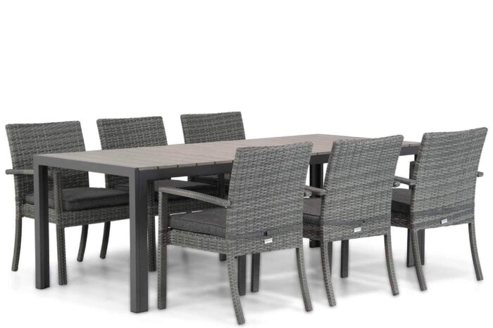 Domani Furniture Albergo/Young 217 cm dining tuinset 7-delig – Grijs-antraciet