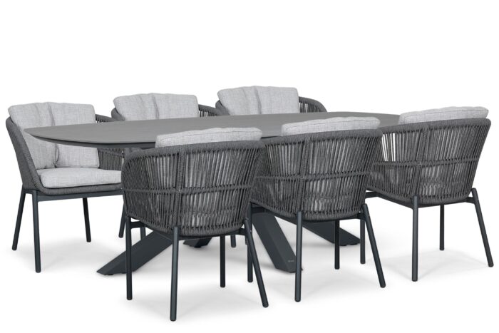 Lifestyle Garden Furniture Monaco/Voyage 240×120 cm dining tuinset 7-delig – Grijs-antraciet