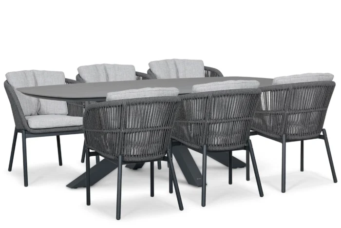 Lifestyle Garden Furniture Monaco/Voyage 240x120 cm dining tuinset 7-delig - Grijs-antraciet