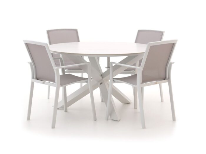 Bellagio tuinmeubelen Bellagio Dranera/Lodola ø 130cm dining tuinset 5-delig stapelbaar Laagste prijsgarantie! – Wit