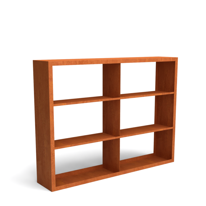 Geroba Egura cortenstaal houtopslag onderverdeling 6 vakken 2000x385x1500 mm – bruin