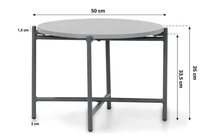 Coco Saka lounge tuintafel 50 cm ø – Grijs-antraciet
