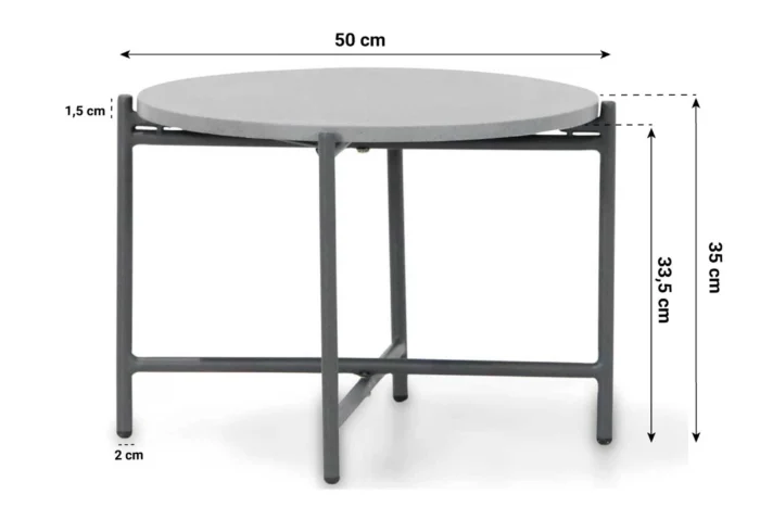 Coco Saka lounge tuintafel 50 cm ø - Grijs-antraciet