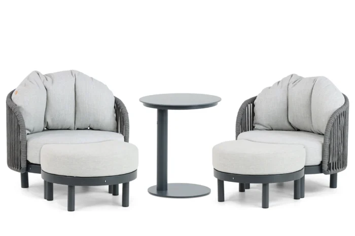 Santika Furniture Nanda bistroset 5-delig - Grijs-antraciet