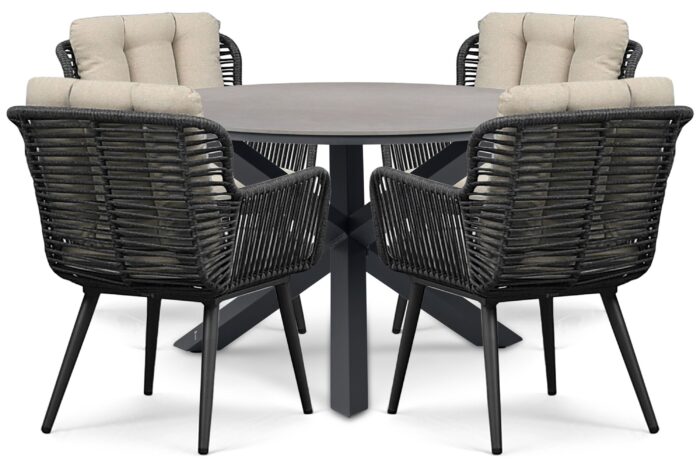 Coco Custa/Xento 120 cm dining tuinset 5-delig – Grijs-antraciet