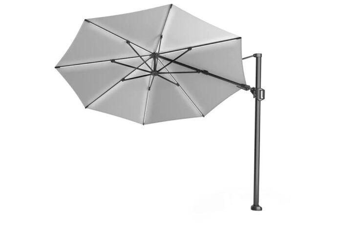 Platinum Sun & Shade | Zweefparasol Challenger T² Glow Ø350 cm | Lichtgrijs