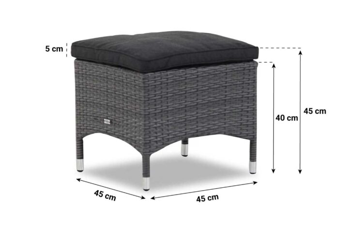 Garden Collections Denver lounge voetenbank – Grijs-antraciet