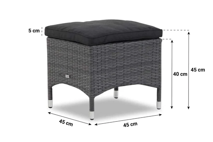 Garden Collections Denver lounge voetenbank - Grijs-antraciet