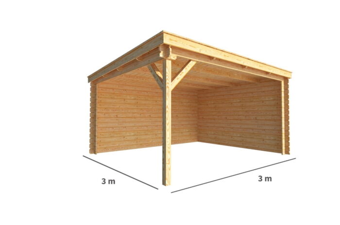 Warentuin collection Overkapping Els-Mare 350 cm bij 350 cm diep lessenaarsdak II – bruin