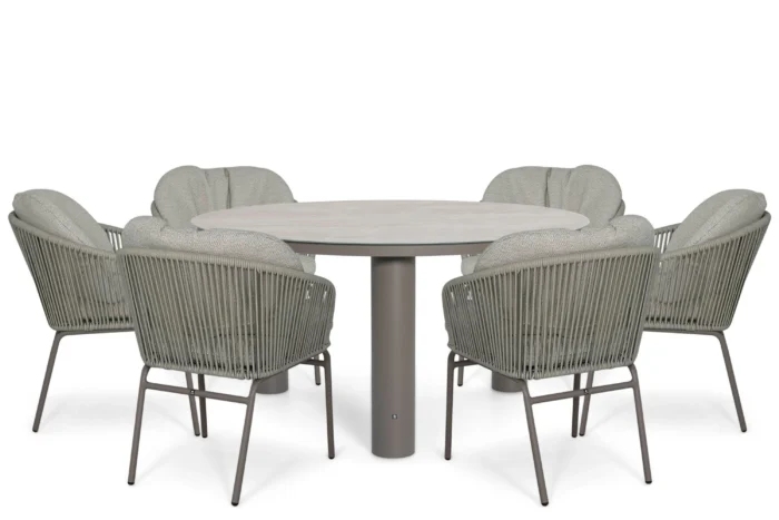 Coco Livo/Arancia 150 cm dining tuinset 7-delig - Taupe-naturel-bruin
