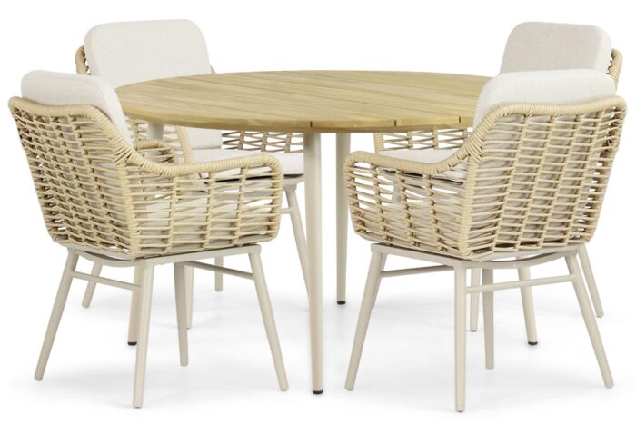 Coco Antoni/Montana 130 cm dining tuinset 5-delig – Taupe-naturel-bruin