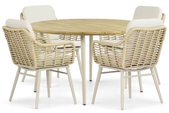 Coco Antoni/Montana 130 cm dining tuinset 5-delig - Taupe-naturel-bruin