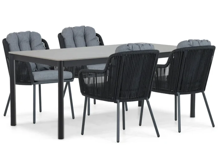 Santika Furniture Tendenza/Como 180 cm dining tuinset 5-delig - Grijs-antraciet