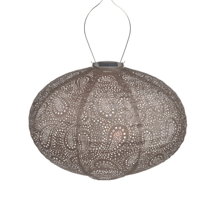 Lumiz Solar lampion oval paisley 40 cm taupe – bruin