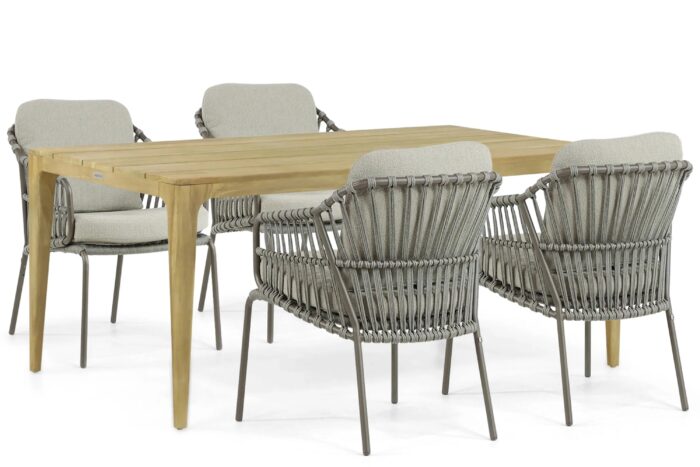 4 Seasons Outdoor Capalbio/Sentis 180 cm dining tuinset 5-delig – Taupe-naturel-bruin