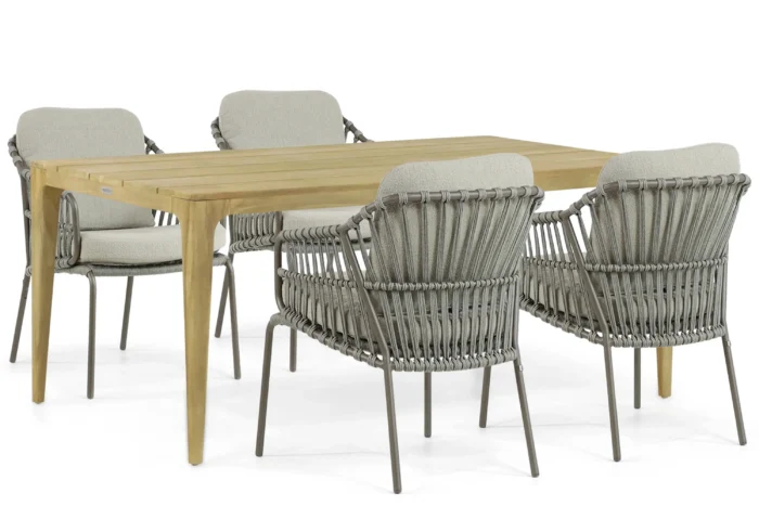 4 Seasons Outdoor Capalbio/Sentis 180 cm dining tuinset 5-delig - Taupe-naturel-bruin