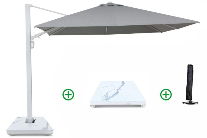Camello Luna zweefparasol 3x3m S2 Excellent (incl. voet + hoes) – Grijs-antraciet